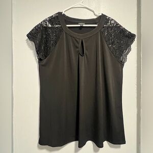 Torrid Black Blouse with Lace Sleeves